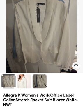 Allegra K Cream Shawl Collar Single-Button Blazer